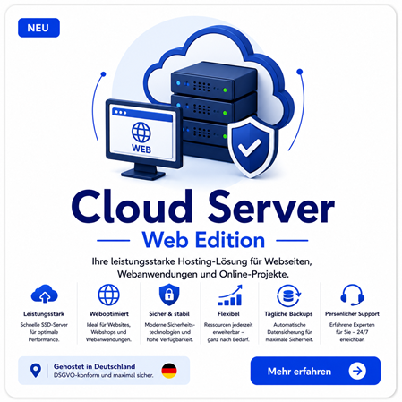 Cloud Server Web Edition für Webseiten, Onlineshops und Webanwendungen